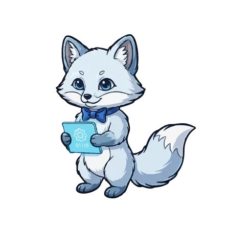AferSoft mascot, an arctic fox holding a tablet